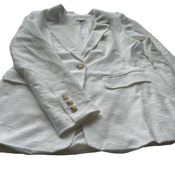 LOFT Ann Taylor Suit Jacket Blazer White Size 6 NWT Texture crinkle Office - Picture 5 of 10